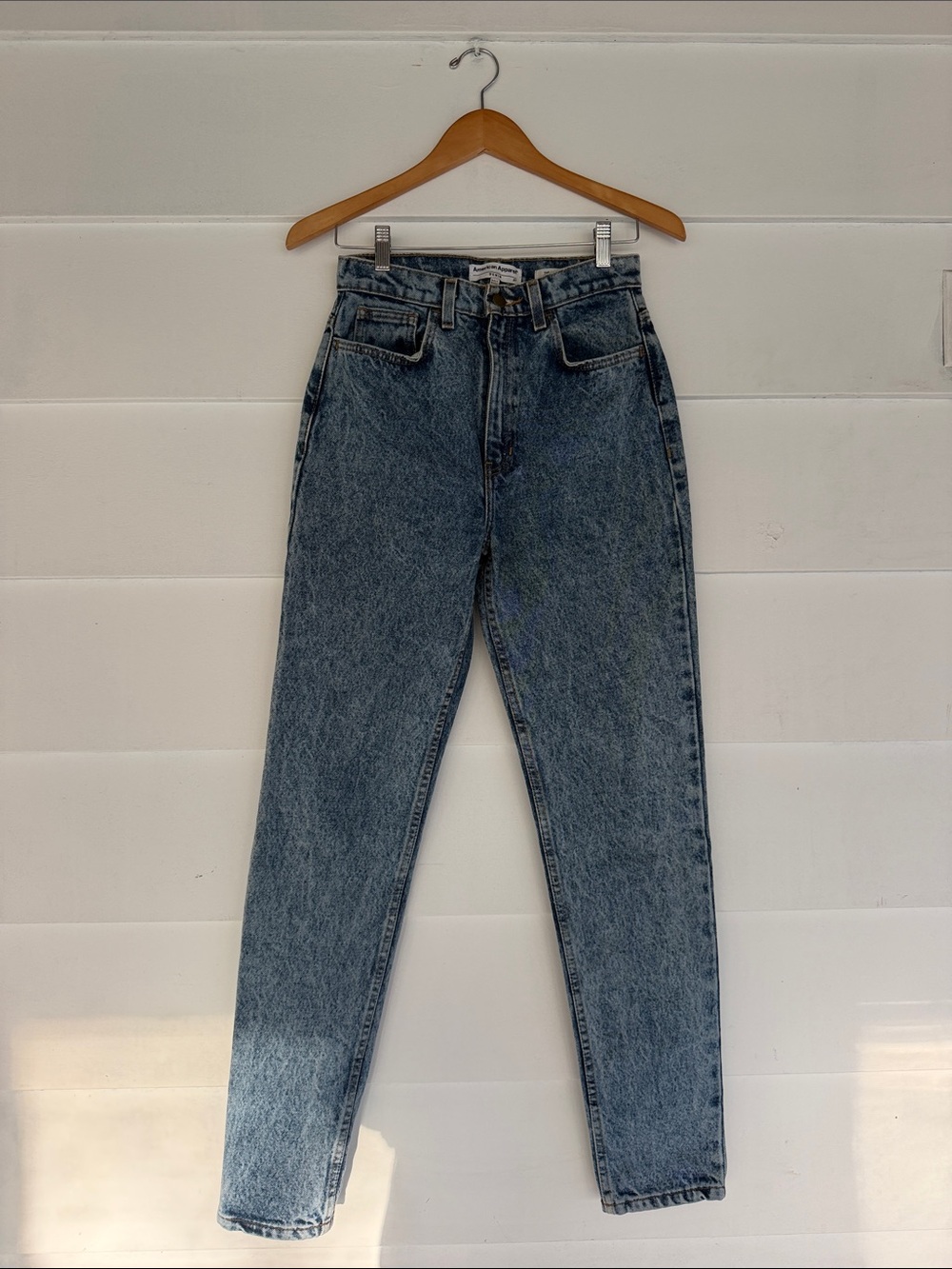 American Apparel The High Waist Jean in Acid Wash Blue